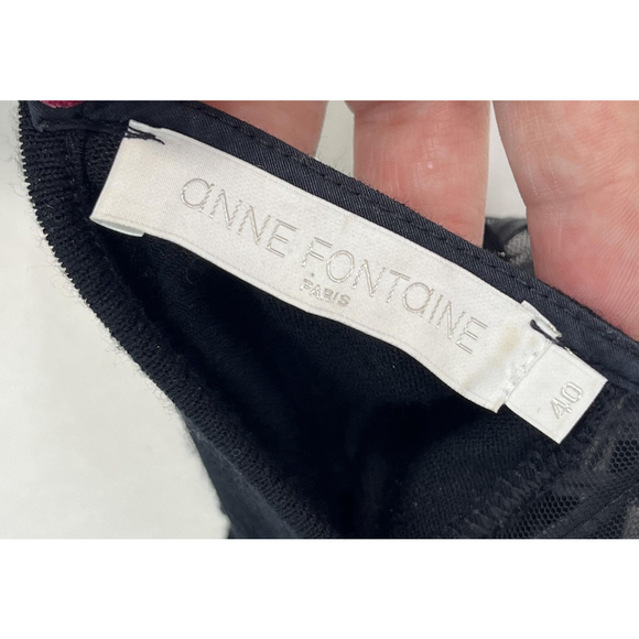 Anne Fontaine Dress Womens 40 Medium Black Sheer Stripe Mesh Mindy France - Picture 7 of 13